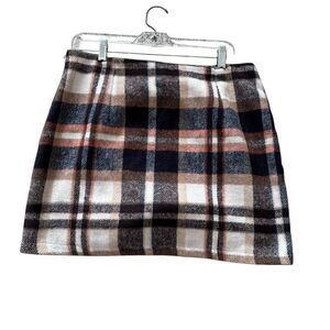 NWT VRTIGE Wool Blend Mini Skirt Lined Womens Size Large L Plaid School Girl